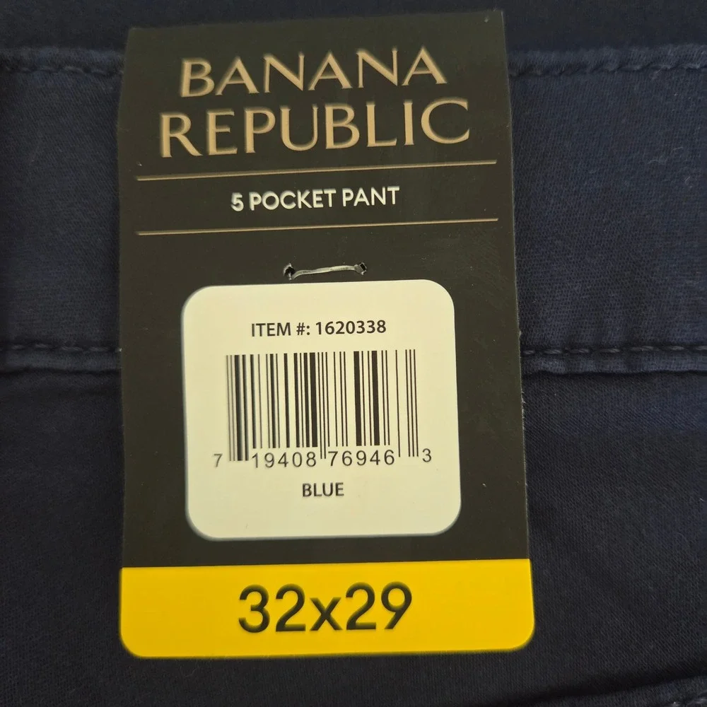 NWT Banana Republic Mens 5 Pocket Pant Blue 32x29 Cotton Stretch